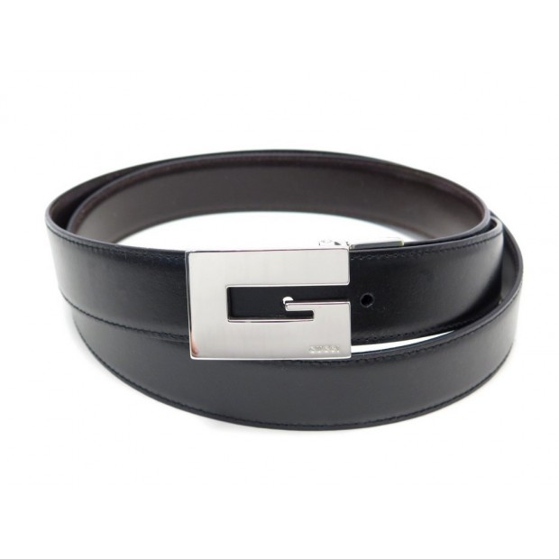 NEUF CEINTURE GUCCI REVERSIBLE BOUCLE G CARRE 110 2194 EN CUIR NOIR BELT 495€