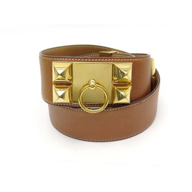 VINTAGE CEINTURE HERMES MEDOR COLLIER DE CHIEN T70 EN CUIR EPSOM GOLD BELT 1780€