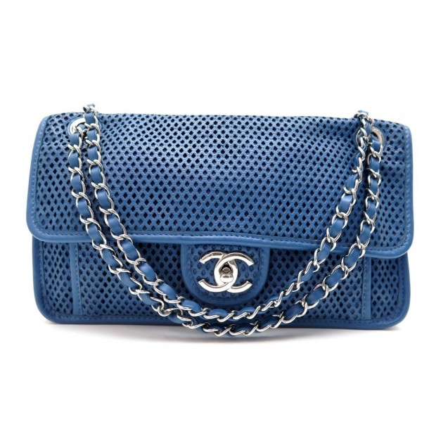 SAC A MAIN CHANEL UP IN THE AIR TIMELESS PERFORE BANDOULIERE EN CUIR BLEU 3800€