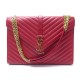 SAC A MAIN YVES SAINT LAURENT ENVELOPPE L BANDOULIERE CUIR ROUGE HAND BAG 1950€