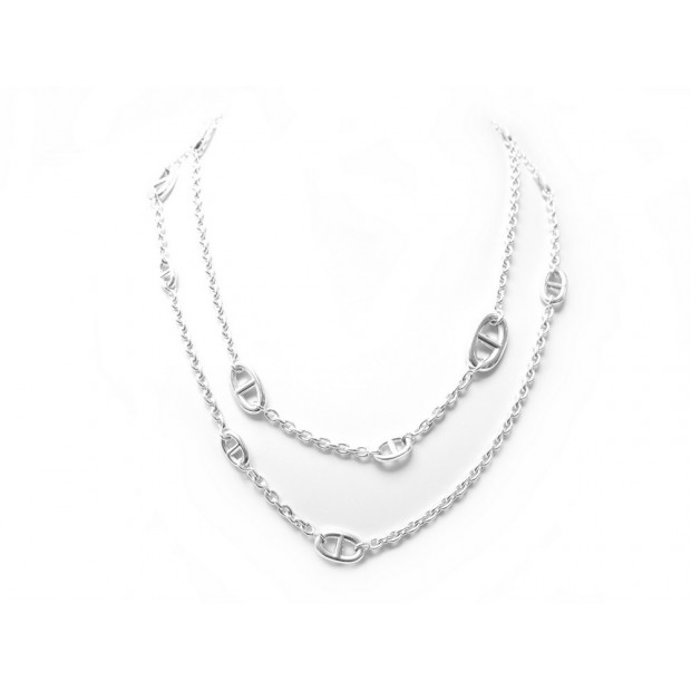 COLLIER HERMES SAUTOIR FARANDOLE H104568B00 120 CM ARGENT + BOITE NECKLACE 1240€