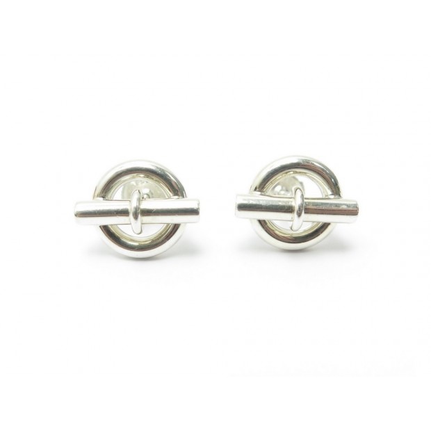 BOUCLES D'OREILLES HERMES MINI CHAINE D'ANCRE H103816B EN ARGENT EARRINGS 530€