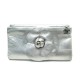 SAC A MAIN CHANEL POCHETTE CAMELIA EN CUIR ARGENTE LEATHER HAND BAG POUCH 2400€