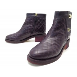 CHAUSSURES CHANEL BOTTINES CUIR MATELASSE 40 