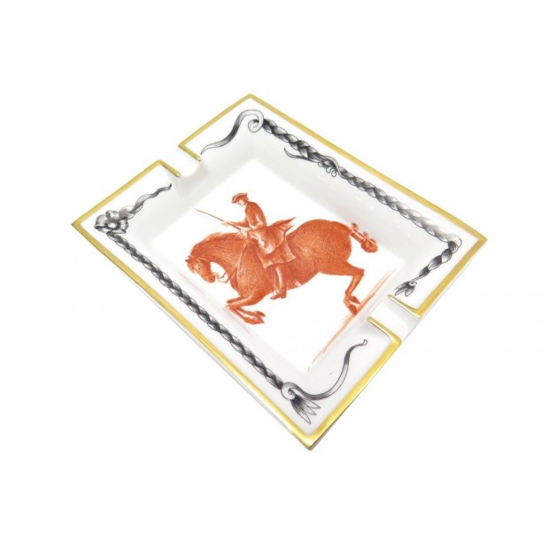 CENDRIER HERMES VIDE POCHE CHEVAL NOIR CABRE EN PORCELAINE BLANC ASHTRAY 475€