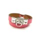 NEUF BRACELET HERMES RIVALE ARGENTE CUIR ROSE 