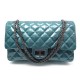 SAC A MAIN CHANEL MAXI 2.55 CUIR VERNIS MATELASSE BLEU PRUSSE + BOITE BAG 10900€