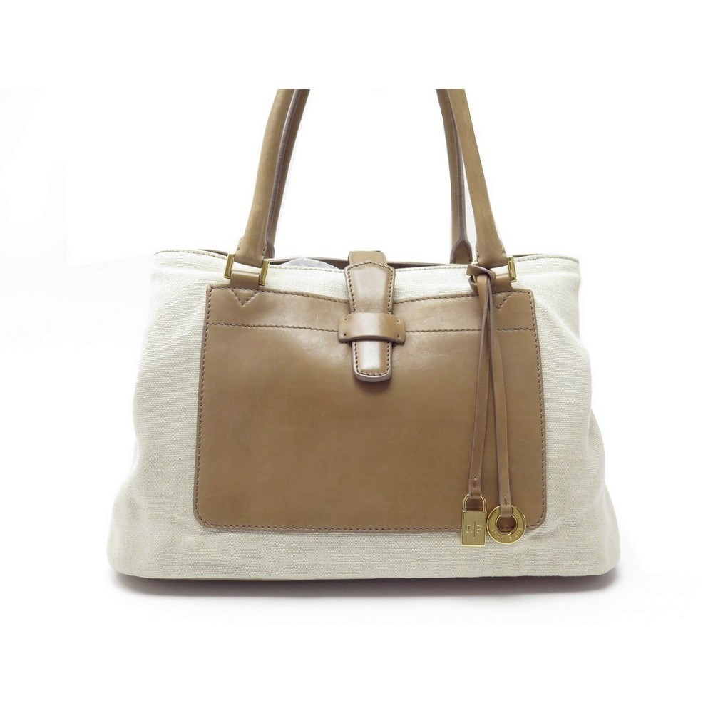 sac a main loro piana bellevue en toile lin et cuir