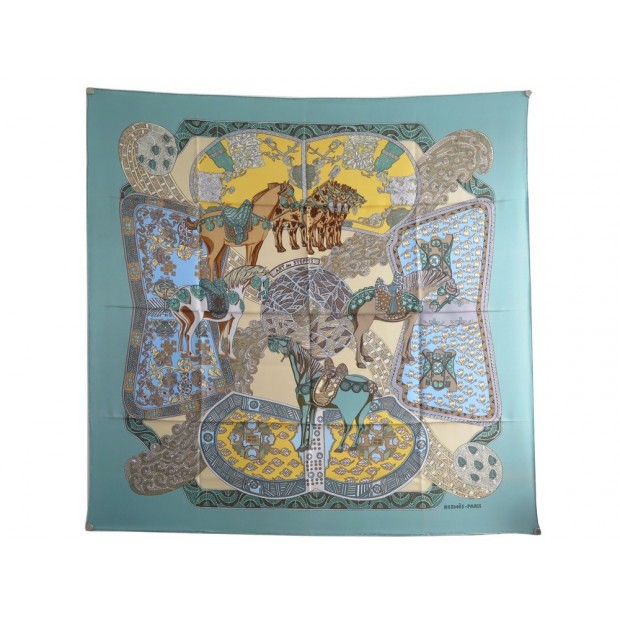 NEUF FOULARD HERMES ART DES STEPPES CARRE 90 ANNIE FAIVRE SOIE SILK SCARF 375€