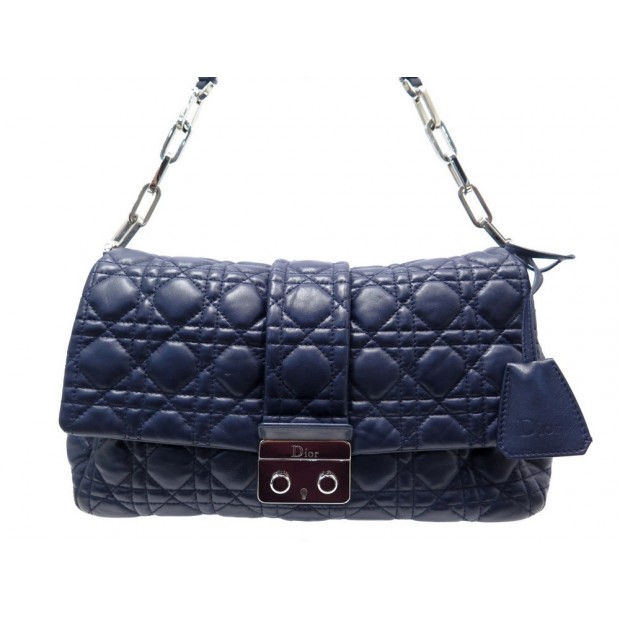 SAC DIOR MISS DIOR CANNAGE CUIR BLEU 