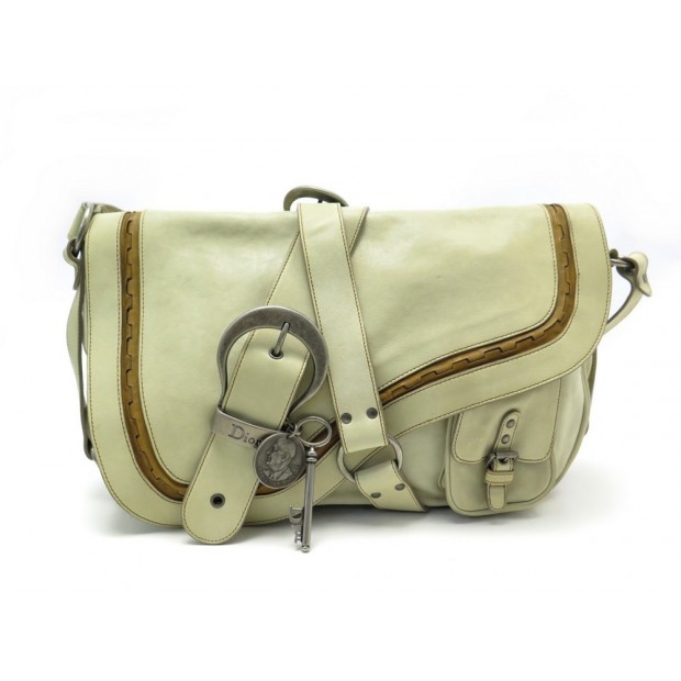 SAC A MAIN CHRISTIAN DIOR GAUCHO BANDOULIERE EN CUIR BEIGE LEATHER HANDBAG 1800€