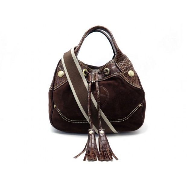 NEUF SAC A MAIN LANCEL INCLINATION A02027 BANDOULIERE DAIM ET CUIR MARRON 650€