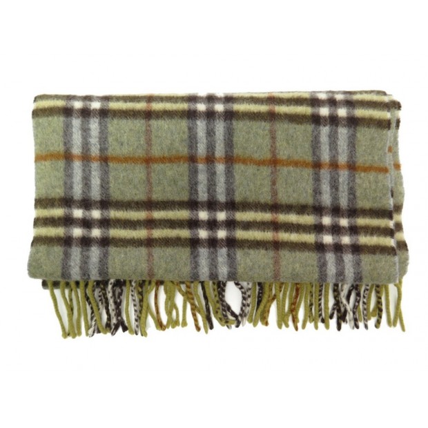 NEUF ECHARPE BURBERRY MOTIF CHECK TARTAN 140 X 30 CM CACHEMIRE VERT SCARF 420€