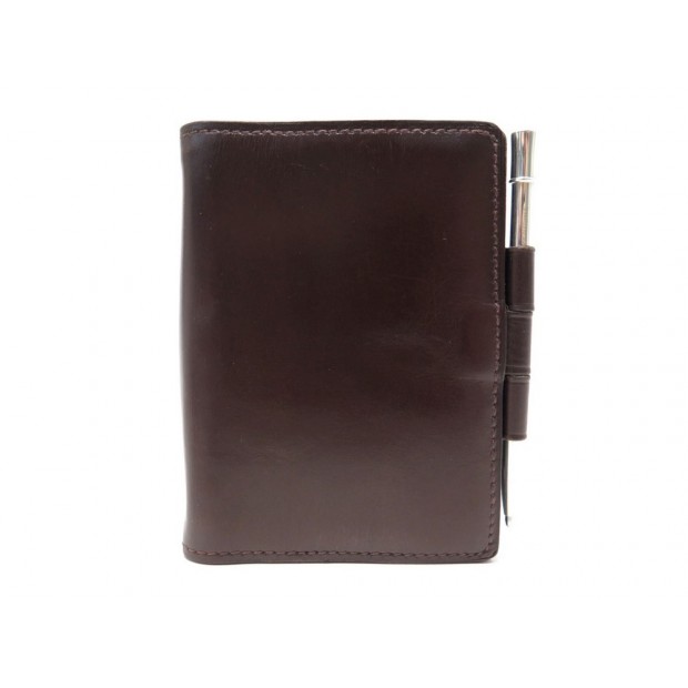 PORTE AGENDA HERMES CUIR BOX MARRON 