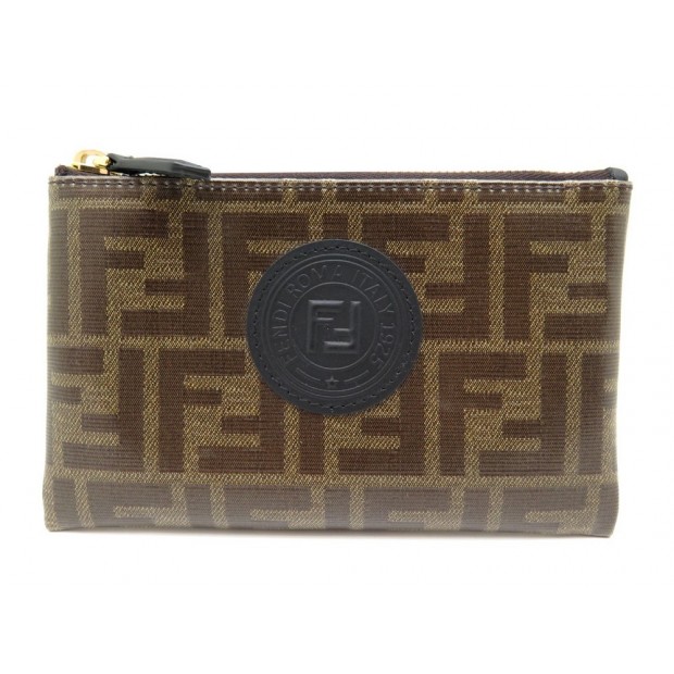 NEUF POCHETTE PLATE FENDI FFREEDOM SMALL MOTIF FF 8N0147 CUIR FLAT POUCH 320€