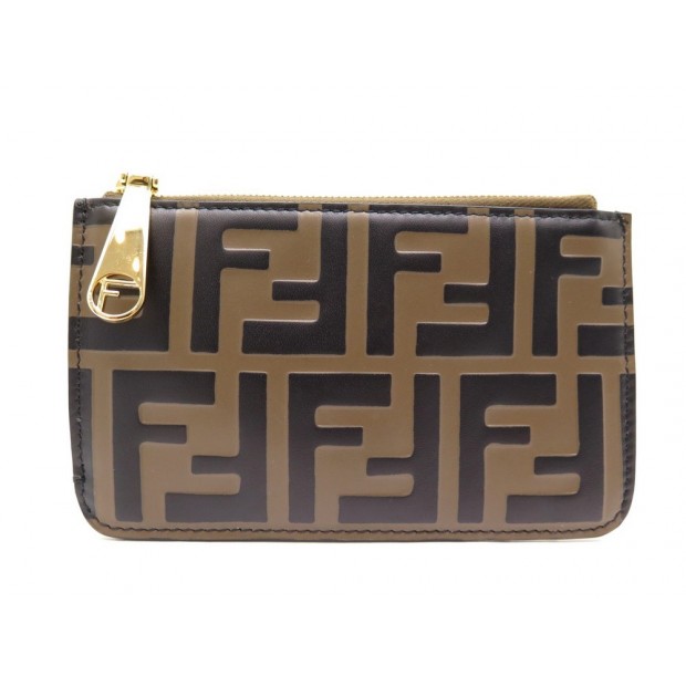 NEUF POCHETTE PORTE CARTES CLES F IS FENDI 8AP161 CUIR BOITE KEY CASE POUCH 320€