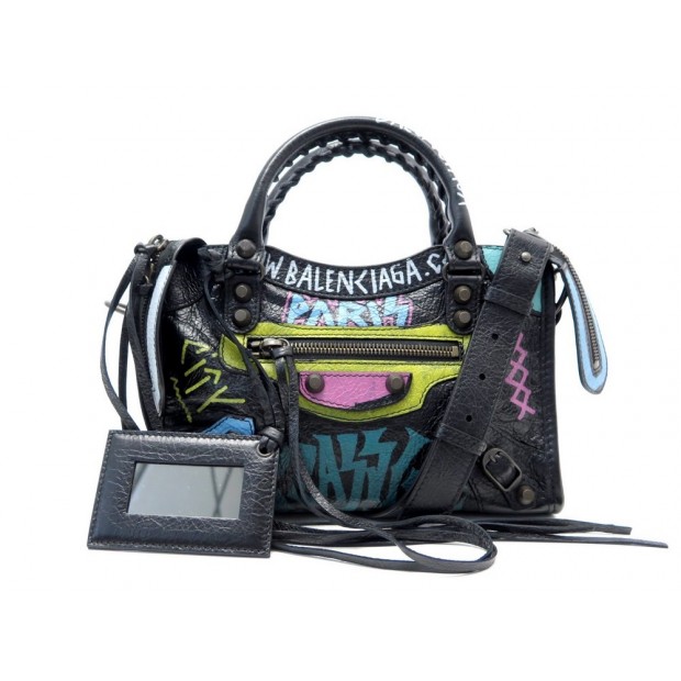 NEUF SAC A MAIN BALENCIAGA GRAFFITI CLASSIC CITY MINI 300295 BANDOULIERE 1390€