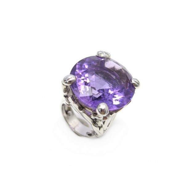 BAGUE DIOR MISS DIOR GM T51 COLLECTION LE BAL EN OR BLANC DIAMANTS ET AMETHYSTE