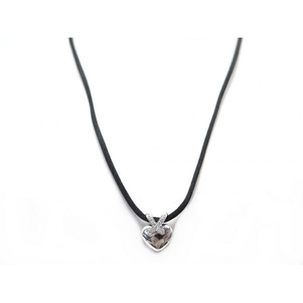 NEUF COLLIER CHAUMET PENDENTIF LIENS COEUR EN OR BLANC DIAMANTS NECKLACE 1980€