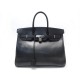 SAC A MAIN HERMES BIRKIN 35 EN CUIR NOIR ET ATTRIBUTS PALLADIE LEATHER HAND BAG