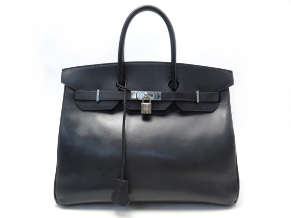sac a main hermes birkin 35 en cuir noir et attributs