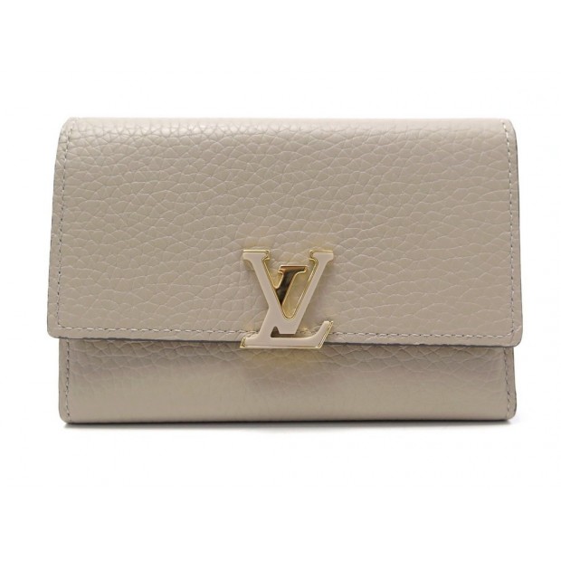 NEUF PORTEFEUILLE LOUIS VUITTON COMPACT CAPUCINES M62159 CUIR TAUPE WALLET 600 