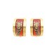 NEUF BOUCLES D'OREILLES HERMES EMAIL IMPRIME LEOPARD PLAQUE OR EARRINGS 500€