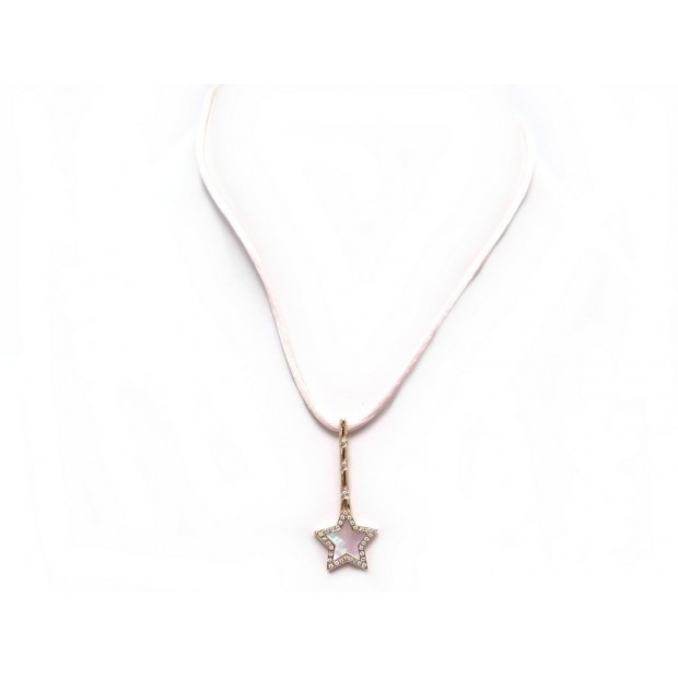 COLLIER VICTORIA CASAL PENDENTIF ETOILE 54 CM EN OR ROSE ET DIAMANTS NECKLACE