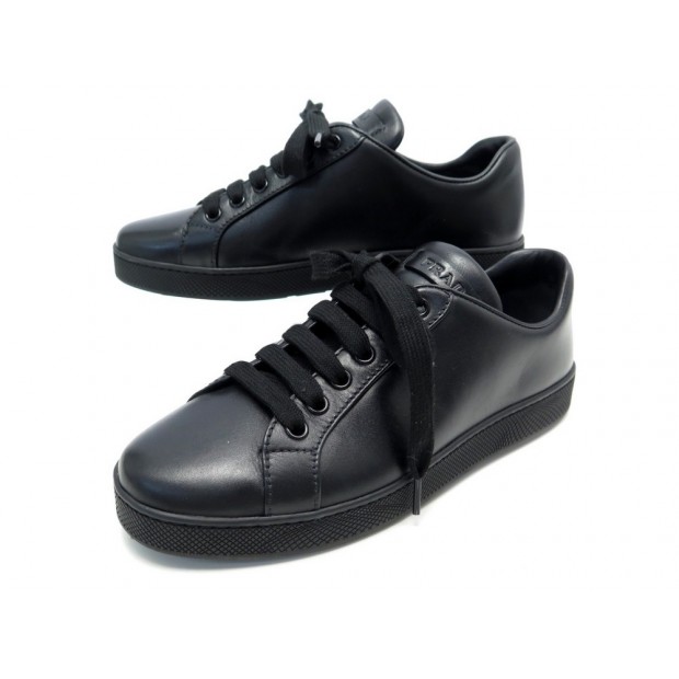 chaussures prada baskets 37 en cuir noir new