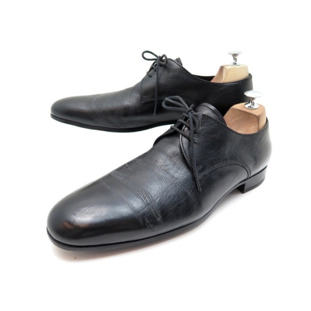 CHAUSSURES PRADA DERBY 9.5 IT 44.5 FR EN CUIR NOIR BLACK LEATHER SHOES 690€