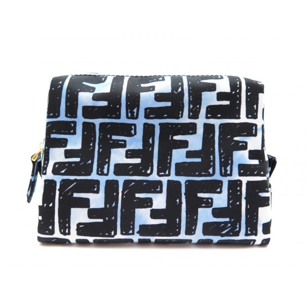 NEUF PETITE POCHETTE DE TOILETTE FENDI IMPRIME FF 8N0172 TOILE BOITE POUCH 320€