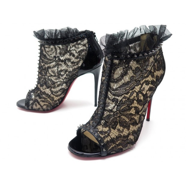 CHAUSSURES CHRISTIAN LOUBOUTIN PIGALLE SPIKE 37 BOTTINES A TALONS DENTELLE 1050€