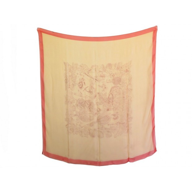  FOULARD GEANT HERMES CITROUILLES ET COLOQUINTES DAWLAT-DUMOULIN MOUSSELINE SOIE 