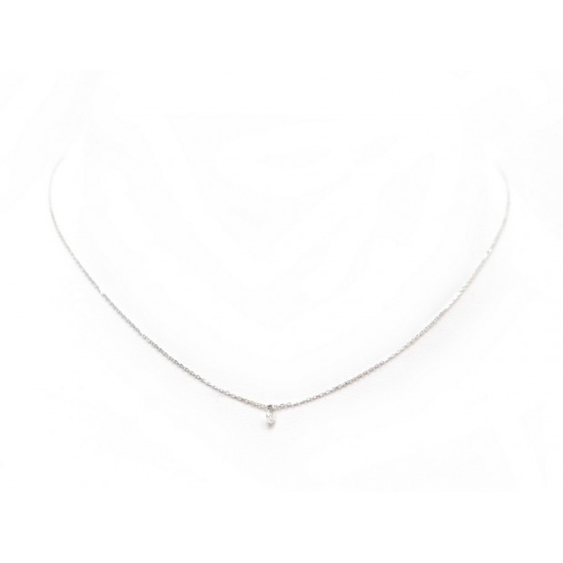 NEUF COLLIER LA BRUNE & LA BLONDE 360 OR BLANC 18K DIAMANT 0.1 CT SOLITAIRE 790€