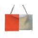 SAC A MAIN FENDI POCHETTE BICOLORE EN CUIR ROUGE & ARGENTE CHAINE HAND BAG 950€