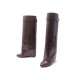 CHAUSSURES GIVENCHY BOTTES COMPENSES SHARK LOCK 38 EN CUIR MARRON BOOTS 1595€