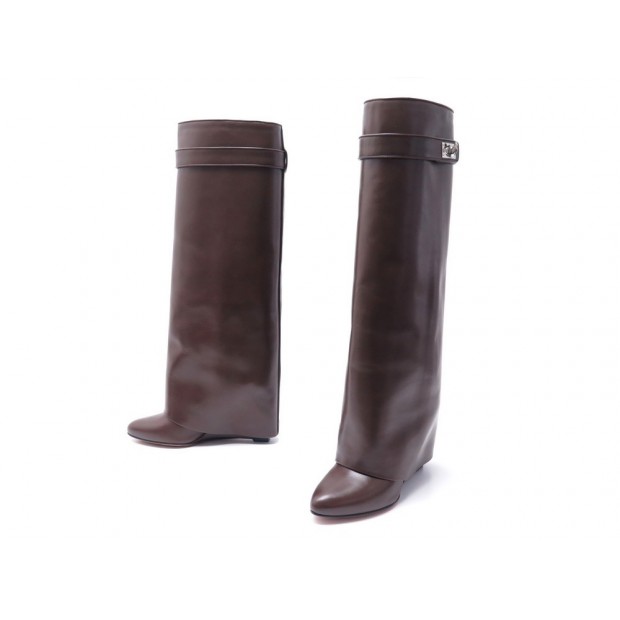 BOTTES GIVENCHY SHARK CUIR MARRON 38 