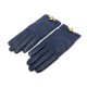 NEUF GANTS HERMES SOYA CADENAS KELLY 7.5 EN CUIR BLEU NUIT LEATHER GLOVES 710€