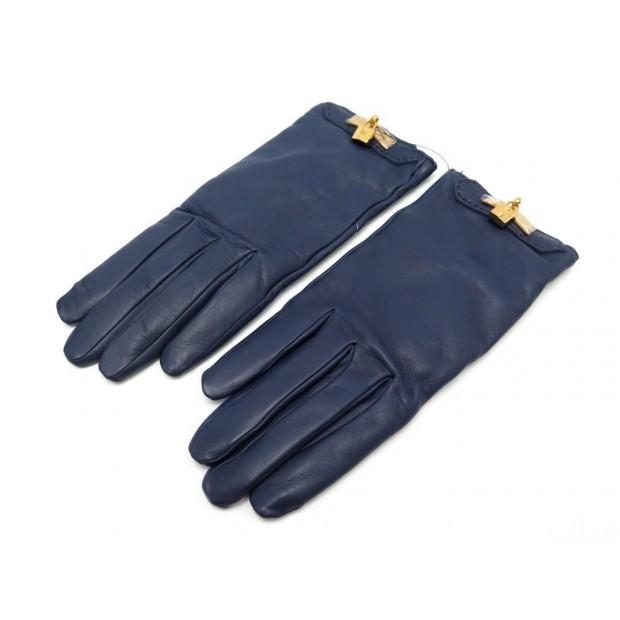 NEUF GANTS HERMES KELLY BLEU NUIT 