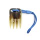 PEIGNE A TRESSER HERMES EN CORNE & LACET EN CUIR EPSOM BLEU HORN BRAIDING COMB