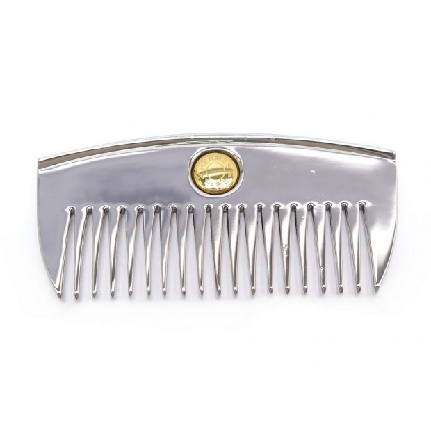 NEUF PEIGNE HERMES CLOU SELLIER EN ETAIN ARGENTE NEW TIN SILVER COMB HAIR