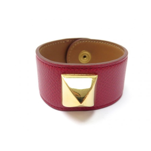 BRACELET HERMES MEDOR CUIR CLEMENCE ROUGE 