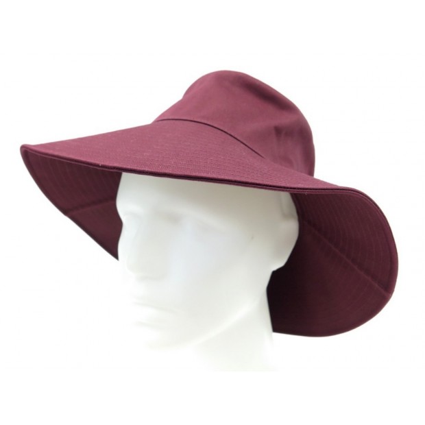 NEUF CHAPEAU HERMES SOKO 56 TOILE COTON TOPCOAT LIE DE VIN BORDEAUX NEW HAT 450€