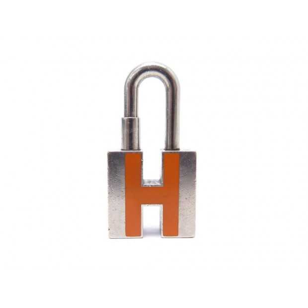 PENDENTIF HERMES CADENAS H ACIER & EMAIL ORANGE PORTE CLE ENAMEL PADLOCK PENDANT