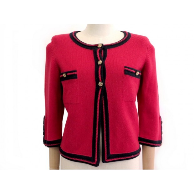 GILET CHANEL P37399 T 38 M EN CACHEMIRE ROUGE CARDIGAN KATE MOSS VEST 3900€