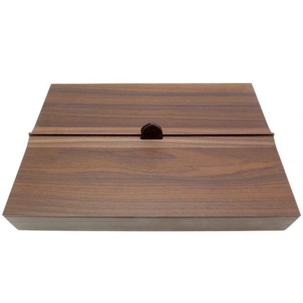 NEUF BOITE A COURRIER DROITE LIGNE EN BOIS PALISSANDRE ATTACHE CUIR BOX HAVANE