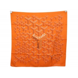 NEUF FOULARD GOYARD NO. 1 EN SOIE ORANGE CARRE 90 MONOGRAMME SILK SCARF 400€