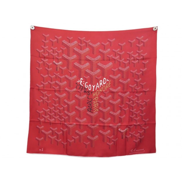 NEUF FOULARD GOYARD NO. 1 EN SOIE ROUGE CARRE 90 MONOGRAMME RED SILK SCARF 400€