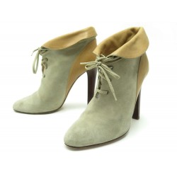 CHAUSSURES CHLOE 40 BOTTINES A TALONS EN CUIR DAIM BEIGE SUEDE BOOTS SHOES 690€