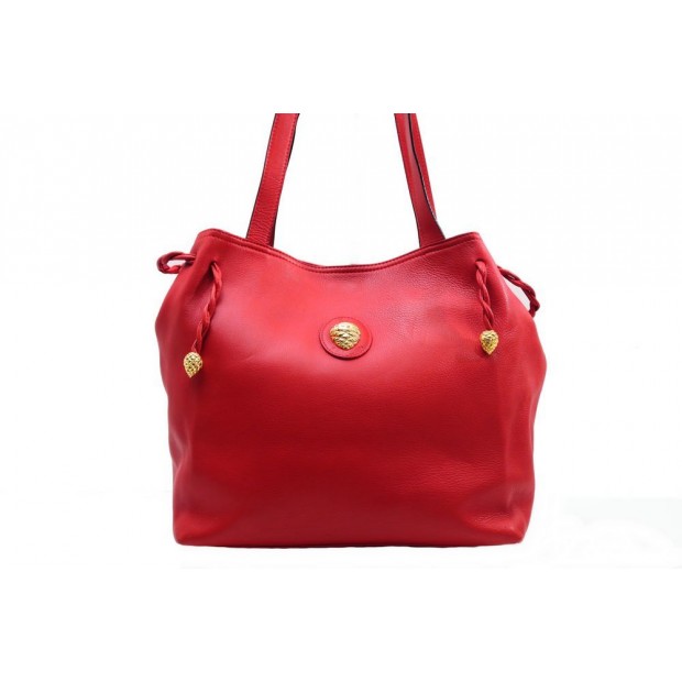 SAC A MAIN LANCEL SEAU EN CUIR ROUGE CABAS PORTE EPAULE RED LEATHER BAG 650€